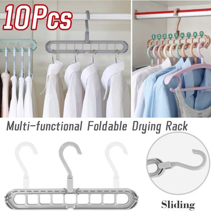 5/10Pcs Multi-Functional Foldable Drying Rack Scarf 9 Holes Closet Organizer Hanger Creative Plastic Storage Rotating