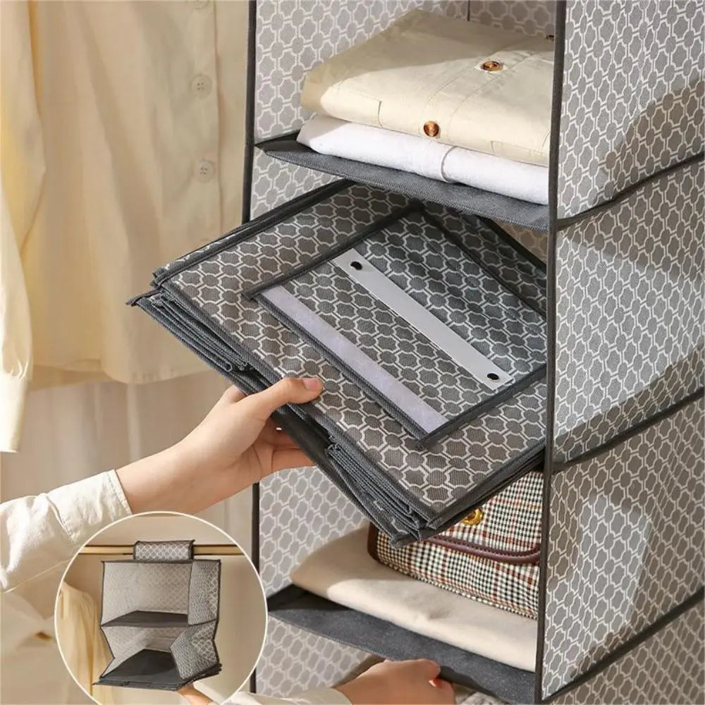 Multifunctional Foldable Hanging Storage Bags Closet Space Saving Multi Layer Organizer for Clothes Accessories and More