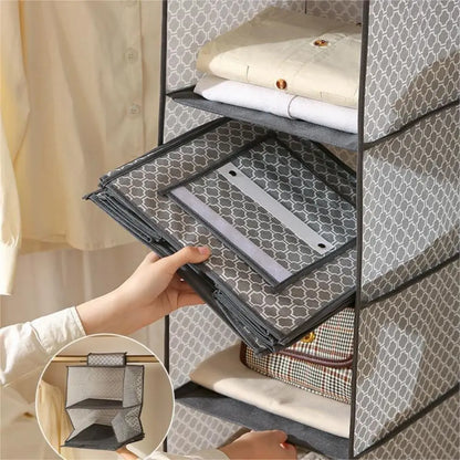 Multifunctional Foldable Hanging Storage Bags Closet Space Saving Multi Layer Organizer for Clothes Accessories and More