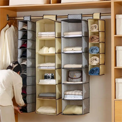 Multifunctional Foldable Hanging Storage Bags Closet Space Saving Multi Layer Organizer for Clothes Accessories and More